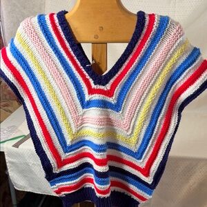 Multicolor Striped Women's Home Crocheted Sweater OS Beautiful